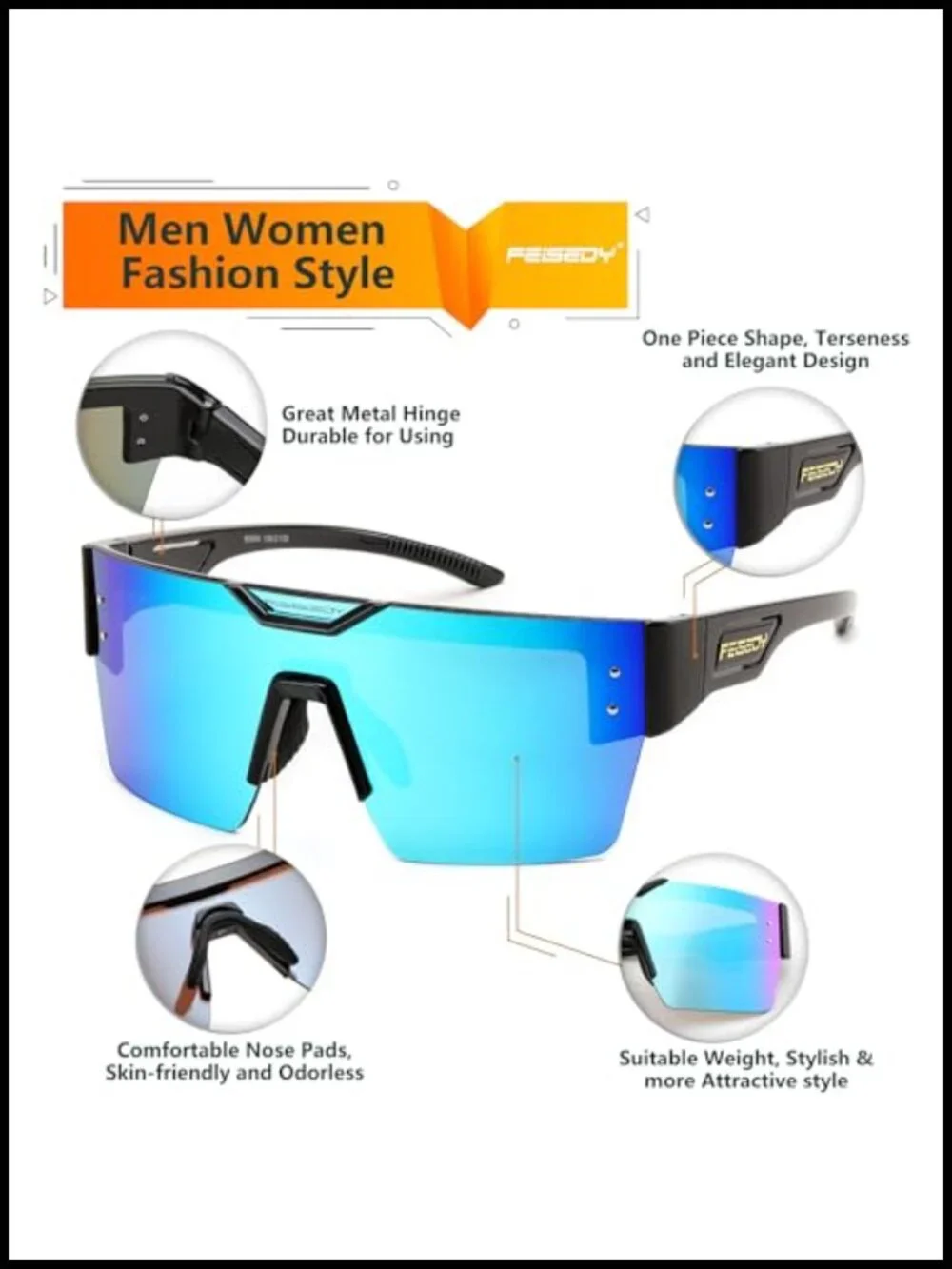 Big Oversized Square Frame UV400 Mirrored Sunglasses for Cycling Driving